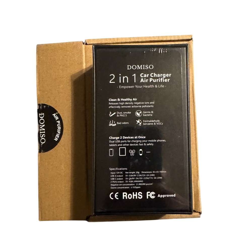 DOMISO 2-in-1 Car Charger and Air Purifier. New